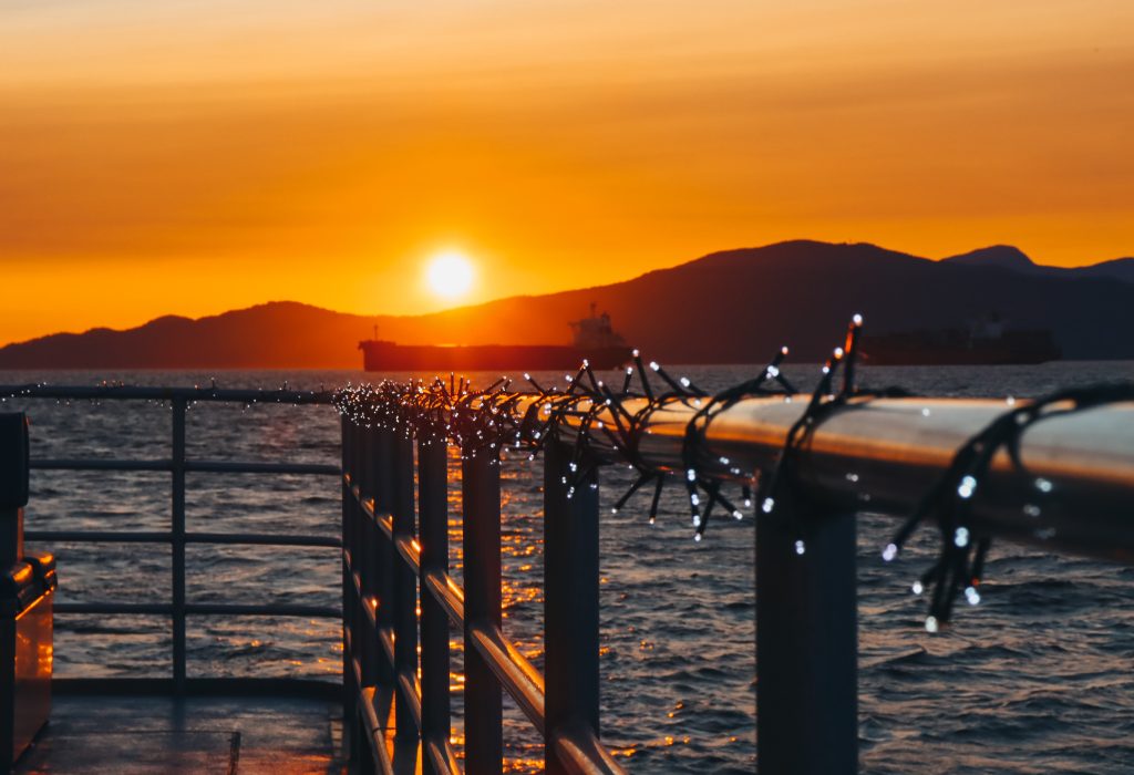 sunset on boat